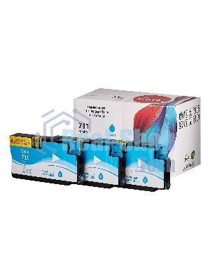 Набор струйных картриджей Sakura CZ134A (№711 Cyan 3-pack) для HP, голубой, 26 мл.