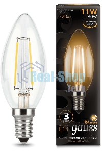Лампа светодиодная Gauss LED Filament Свеча E14 11W 720lm 2700К 1/10/50