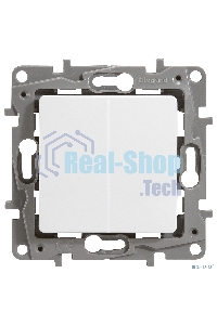 Переключатель 2-клавишный, 10AX, бел. ETIKA 