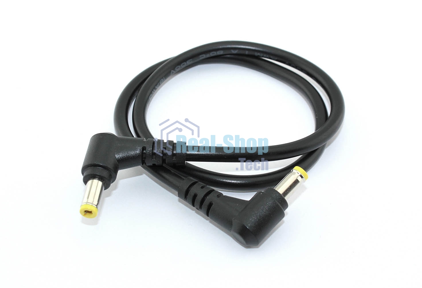 Кабель DC 5.5x2.5 18 AWG папа-папа 0,5 м с угловым штекером