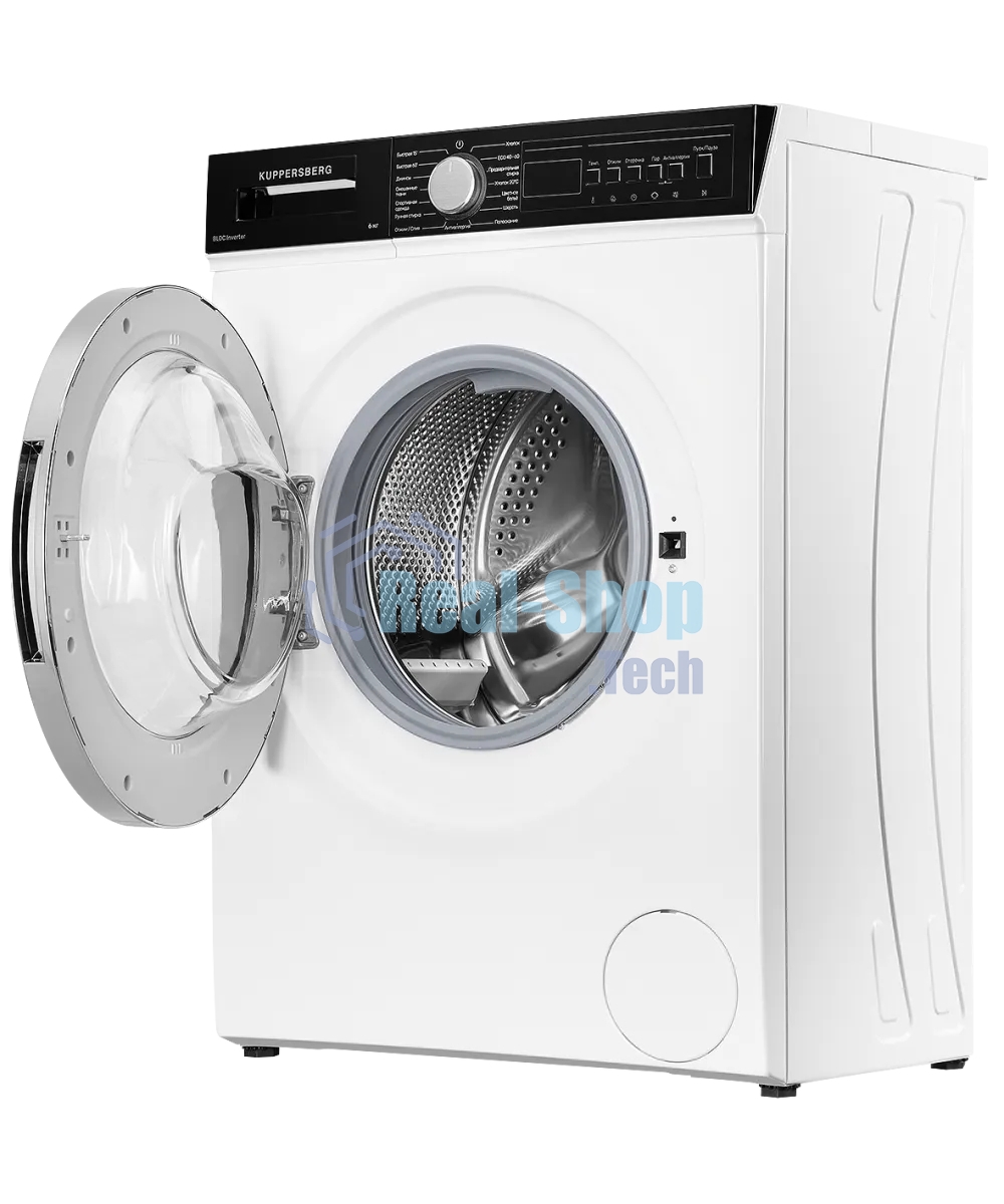 Отдельностоящая стиральная машина Kuppersberg WM 410 W, глубина 45 см, загрузка белья 6 кг, кнопочное управление, Отжим 1200 об.мин, 15 программ, Отложенный старт, Блокировка от детей, Уровень шума при стирке 50 дБ, Уровень шума при отжиме 75 дБ, Барабан 