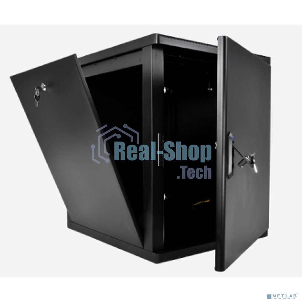 Шкаф телекоммуникационный ЦМО настенный разборный 12U (600 x 650) съемные стенки, дверь металл, черный (ШРН-М-12.650.1-9005)