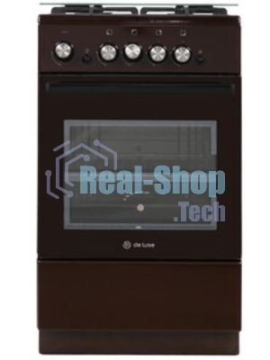 Плита газовая De Luxe 5040.32Г (КР) ЧР 014 коричневый, конфорок 4 шт, духовка 46 л, 50 см x 85 см x 50 см