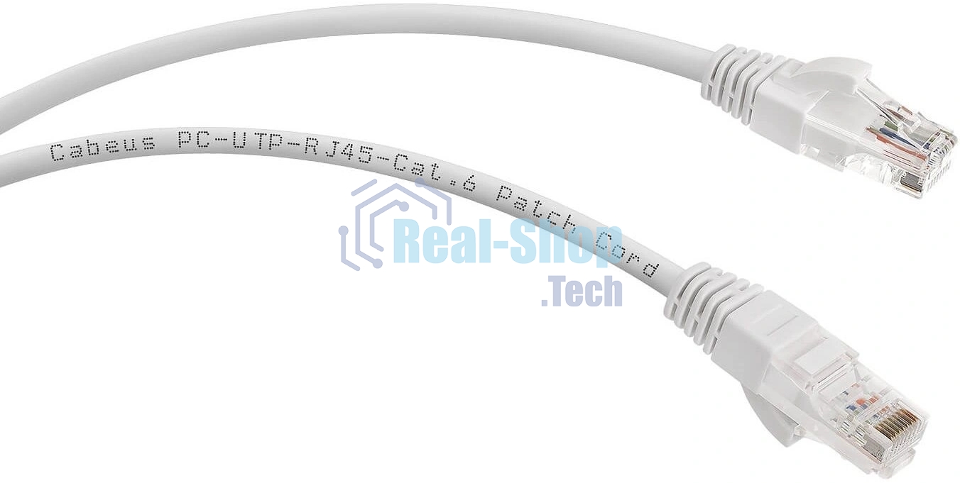 Патч-корд Cabeus PC-UTP-RJ45-Cat.6-2m-WH-LSZH U/UTP, категория 6, 2xRJ45/8p8c, неэкранированный, белый, LSZH, 2м