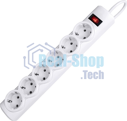 Сетевой фильтр Defender DFS 151 1,8 м, белый, 6 розеток