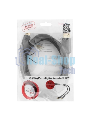 Кабель DisplayPort Gembird/Cablexpert CC-DP2-6, v1.2, 1.8м, 20M/20M, черный, экран, пакет