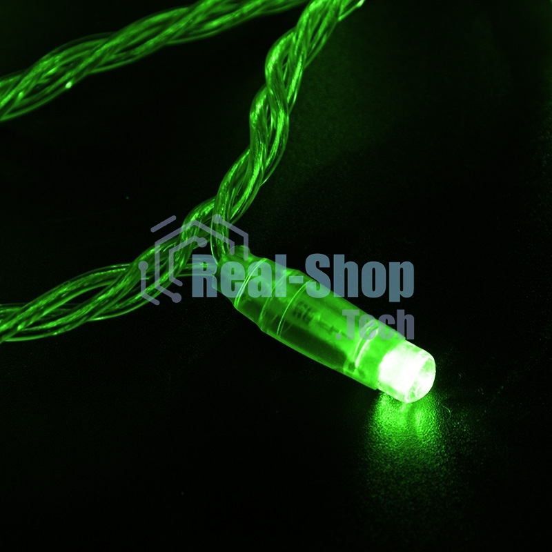 Гирлянда Нить 10м, с эффектом мерцания, прозрачный ПВХ, 24В, Зеленый