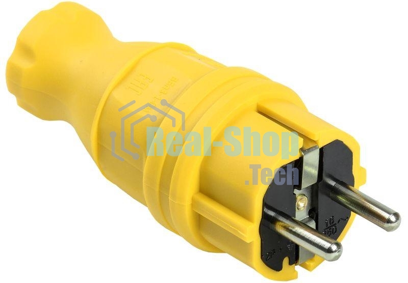 Вилка прямая ОМЕГА ВБп3-1-0м IP44 каучук жел. ИЭК PKR01-016-2-K05