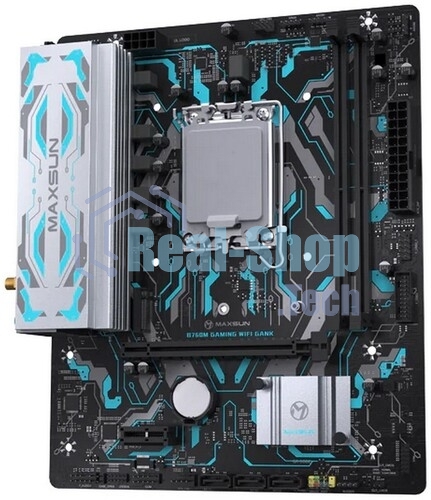 Материнская плата Maxsun MS-B760M GAMING WIFI GANK V2, LGA 1700, Intel B760, 2xDDR5, 4xSATA, 1xM.2, 1xPCIe 4.0 x16, 1xPCIe 3.0 x4, 1xHDMI, 1xVGA, 1x1Gb LAN, 2xUSB 3.2 Gen 2, 4xUSB 2.0, Bluetooth, Wi-Fi 802.11ax, 7.1, Micro-ATX