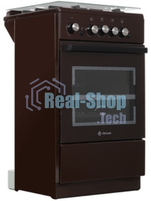 Плита газовая De Luxe 5040.32Г (КР) ЧР 014 коричневый, конфорок 4 шт, духовка 46 л, 50 см x 85 см x 50 см