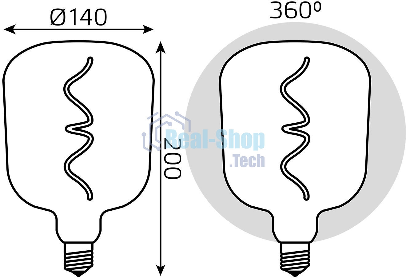 Лампа светодиодная Gauss Filament V140 5W 200lm 1800К Е27 black-clear flexible LED