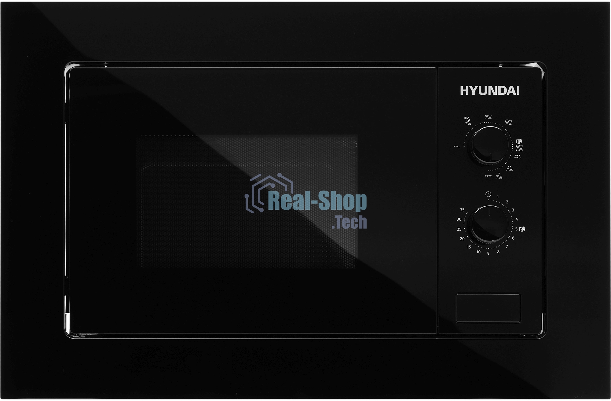 Встраиваемая микроволновая печь Hyundai HBW 2030 BG черный, 20 л, 800 Вт, переключатели - поворотный механизм