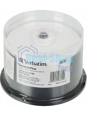 Диск DVD-R Verbatim 4.7Gb 16x Cake Box (50шт) Printable (43755)