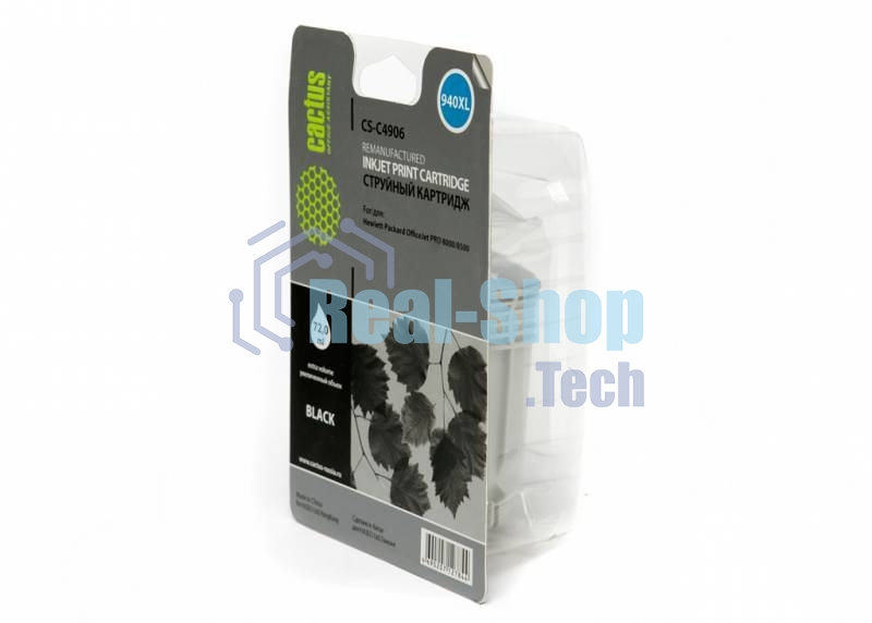 Картридж струйный Cactus CS-C4906 №940 черный (72 мл) для HP OfficeJet PRO 8000/8500