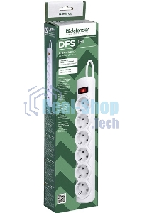 Сетевой фильтр Defender DFS 151 1,8 м, белый, 6 розеток