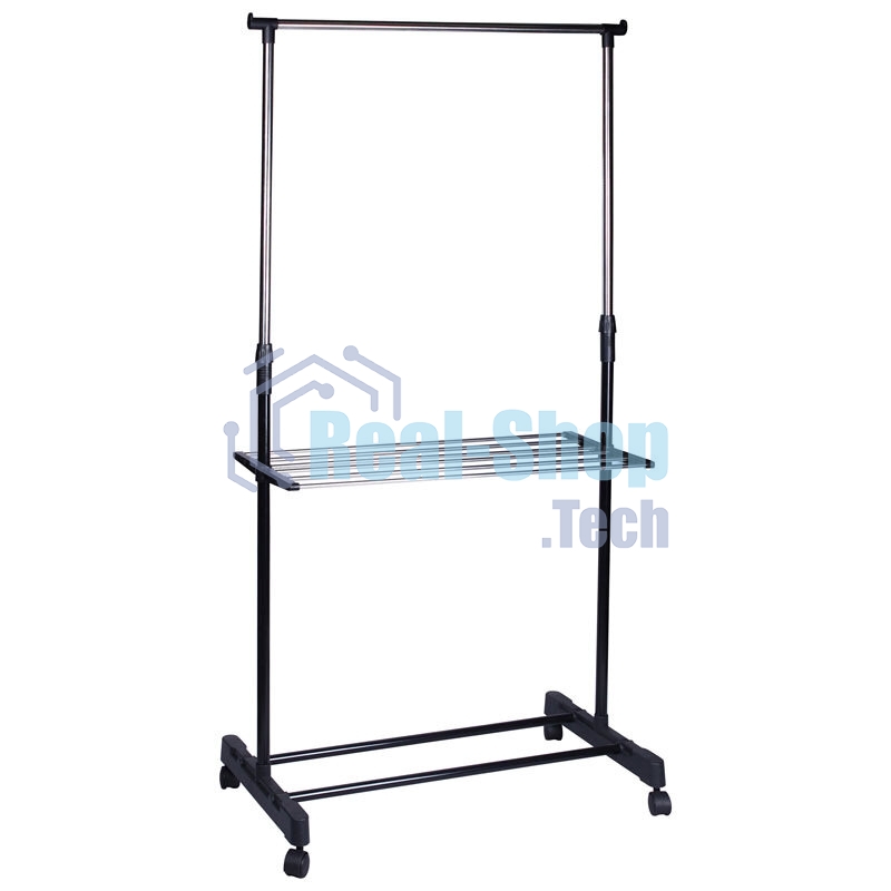 Вешалка напольная Рыжий кот CR460, на колесах (с полкой) размер: 80x42x95-168 см