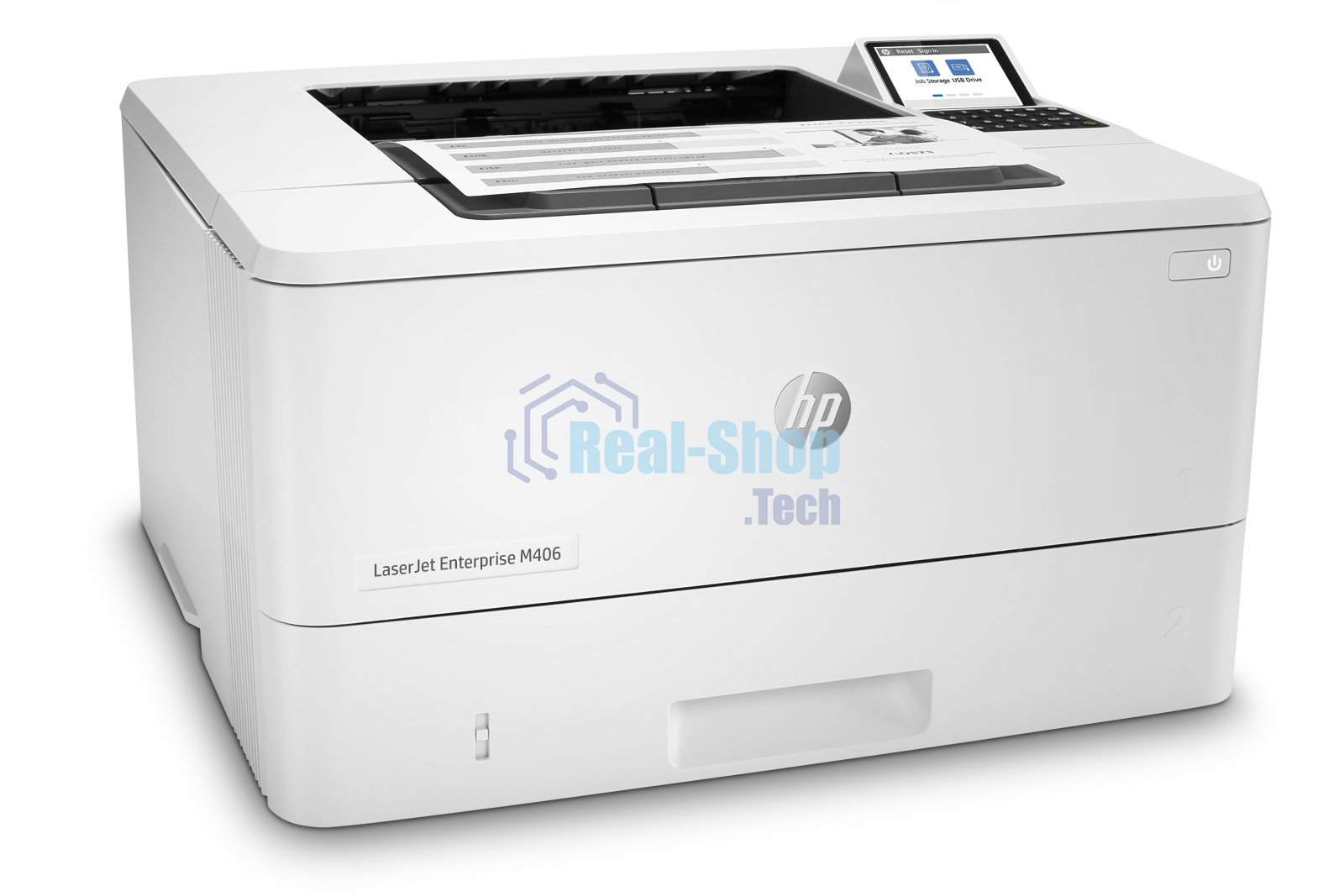 Принтер лазерный HP LaserJet Enterprise M406dn (3PZ15A), A4, ч/б, печ. до 40 стр/мин., 1200 x 1200 dpi, USB, RJ-45, Air Print, Mopria