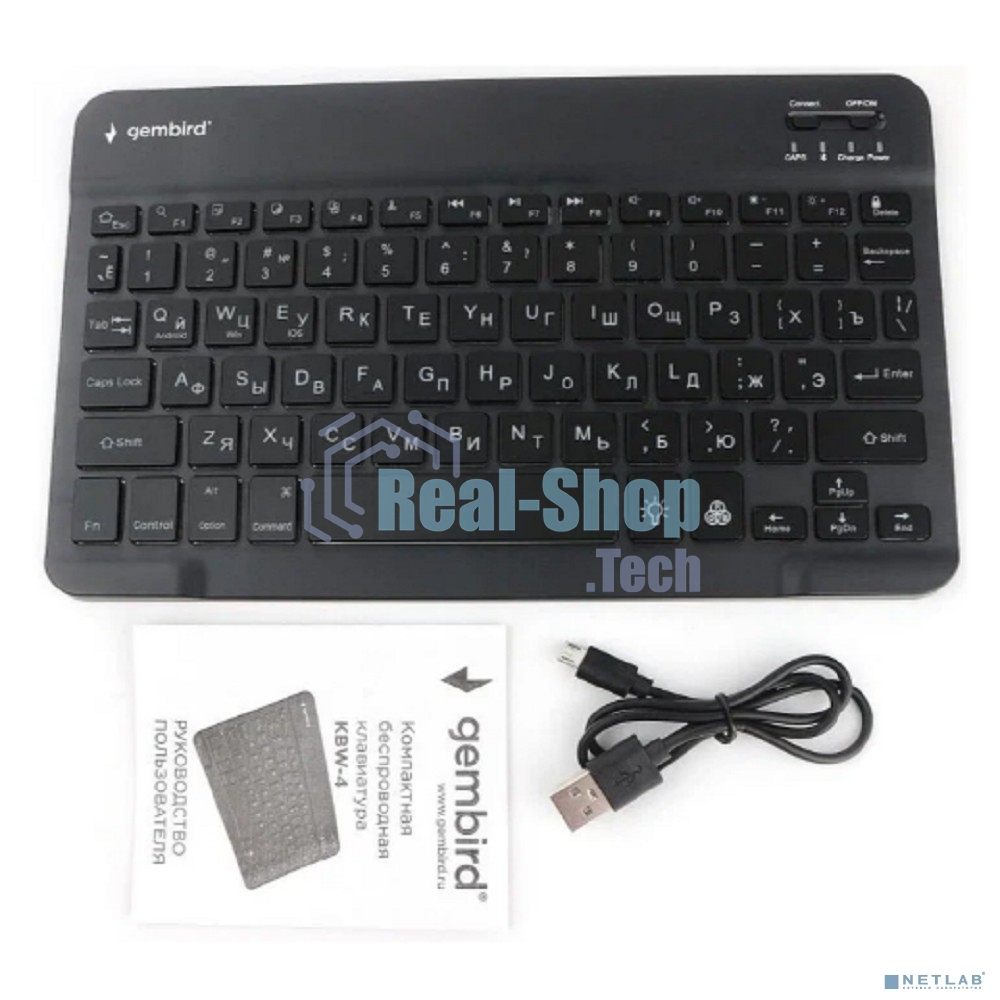 Клавиатура беспроводная Gembird KBW-4N, 78 кл., Bluetooth, ножн.тип клавиш, ультратонкая