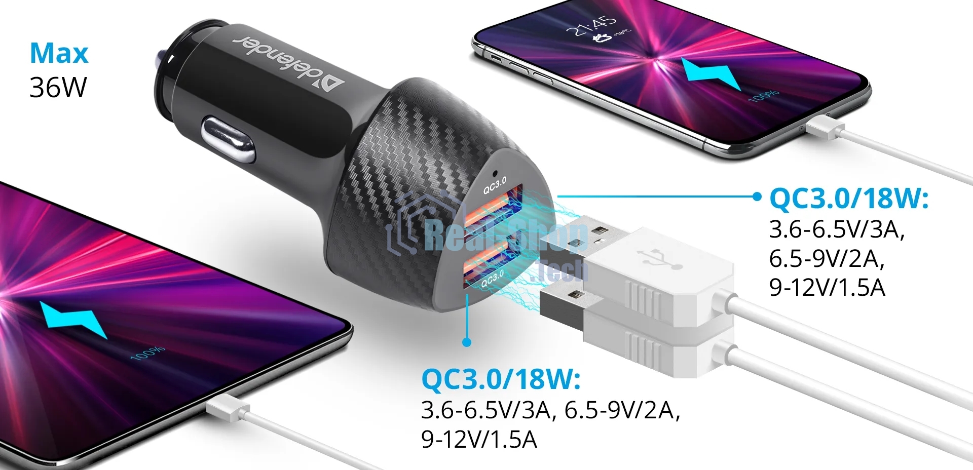 Зарядное устройство для авто Defender UCA-81 36W 2XUSB