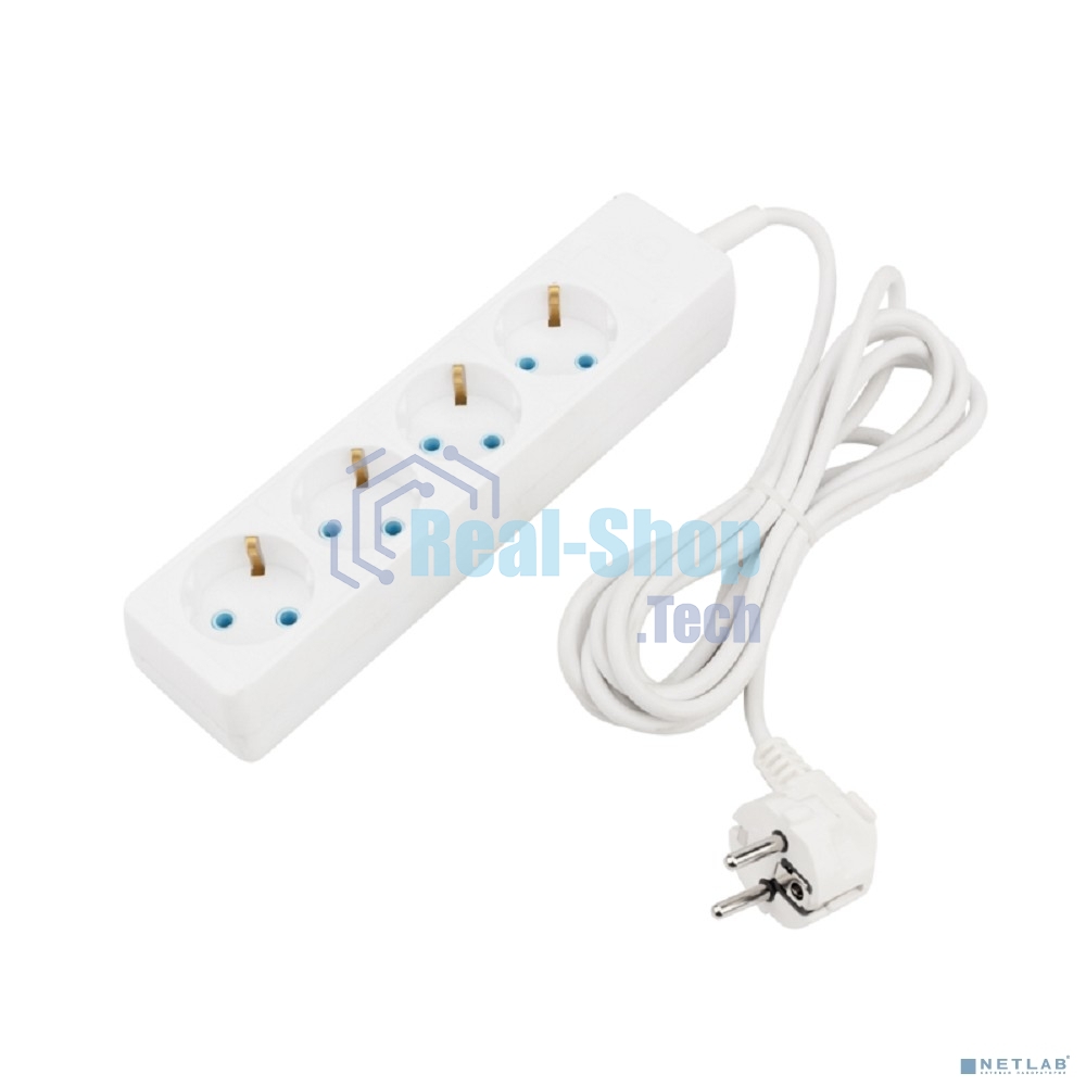 Удлинитель PROconnect 4 гнезда, 3 м, 3х0.75 мм², с/з, белый