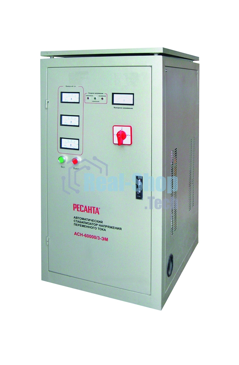 Стабилизатор напряжения Ресанта АСН-60000/3-ЭМ однофазный белый (63/4/10)