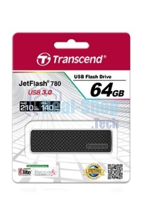 Флешка USB Transcend JetFlash 780 (TS64GJF780), 64Gb, USB 3.2 Gen 1 (USB 3.0), R/W 210/140, черный/серебристый