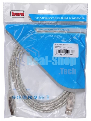 Кабель USB2.0 Buro USB2.0-AM/BM-3-TRANS USB A (m)/USB B (m) 3м