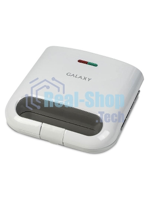 Сэндвич-тостер Galaxy Line GL 2962, белый, с несъемными пластинами, 800 Вт, индикаторы нагрева и сети, антипригарное покрытие рабочей поверхности, теплоизолированный корпус, прорезиненные ножки, препятствующие скольжению
