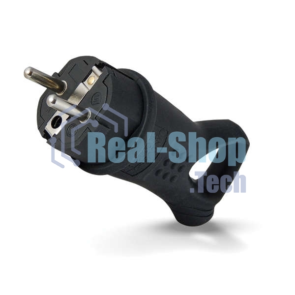 Вилка угловая с ушком c заземлением каучук 16А 250В IP44 (0003) UNIVersal