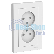 Розетка 2-м СП AtlasDesign 16А IP20 без заземл. защ. шторки в сборе белый SE ATN000122