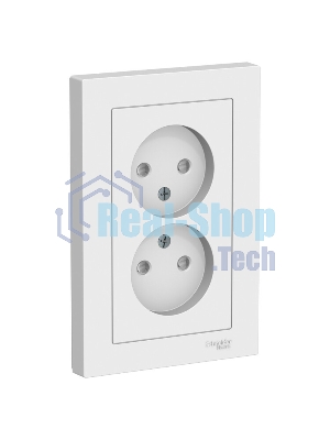 Розетка 2-м СП AtlasDesign 16А IP20 без заземл. защ. шторки в сборе белый SE ATN000122