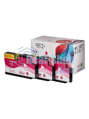 Набор струйных картриджей Sakura CZ135A (№711 Magenta 3-pack) для HP, пурпурный, 26 мл.
