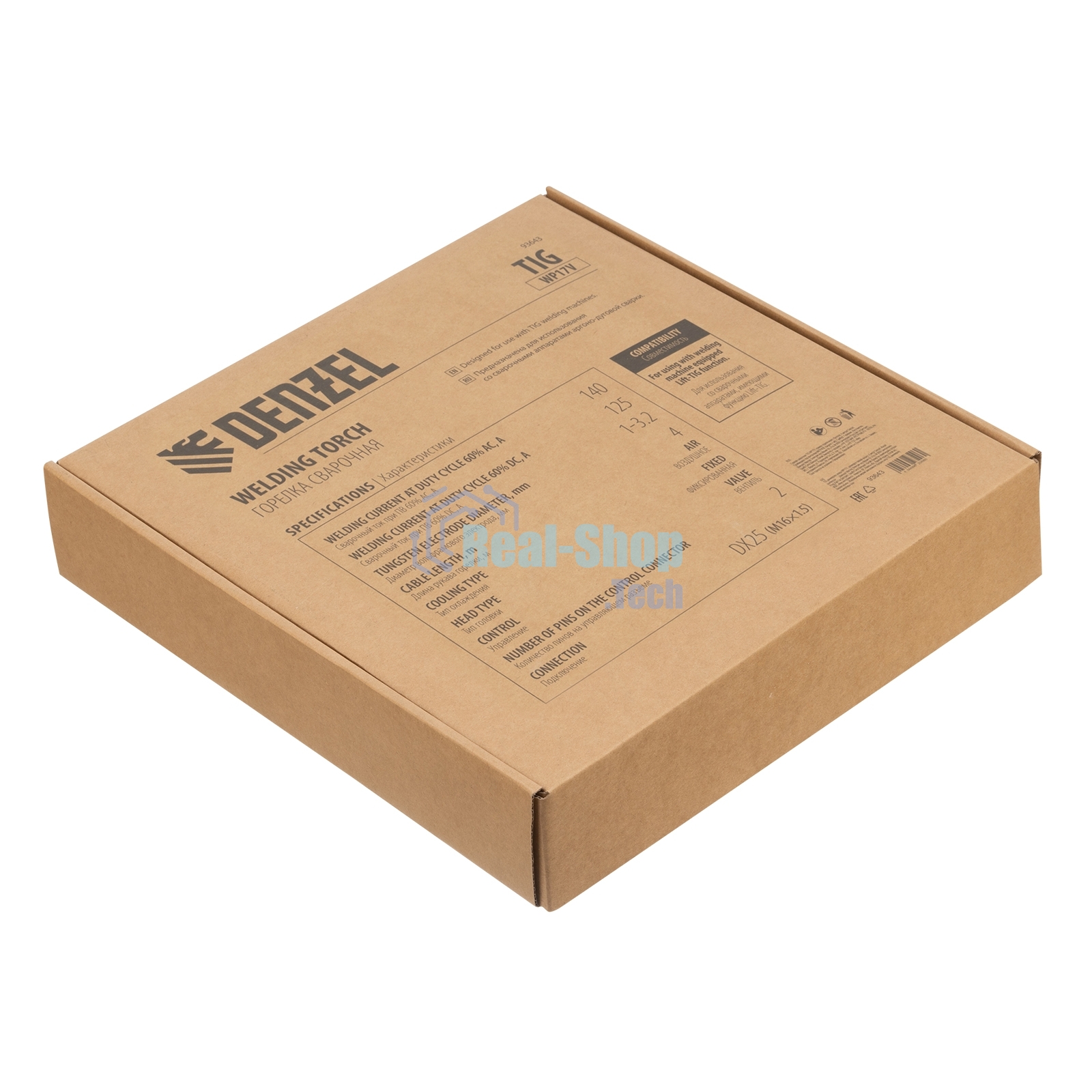 Горелка сварочная Denzel TIG WP17V, прямое подключение к баллону, 4 метра