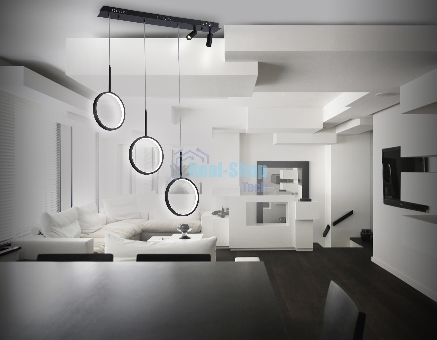 Светильник Ambrella light FL5278/3+2 BK черный 59W 3000K/4200K/6400K+4200K 800*20*1200 (ПДУ ИК)