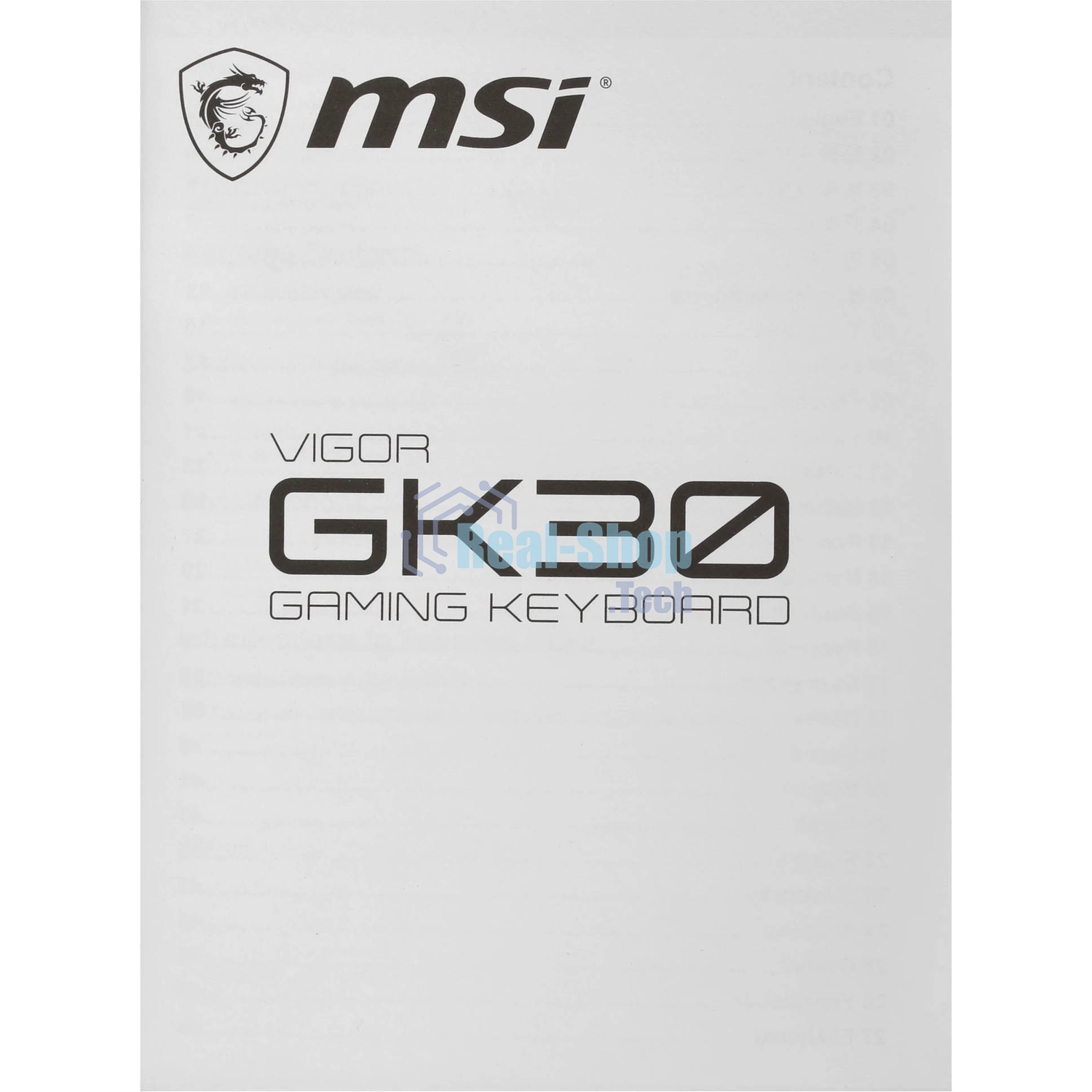Клавиатура проводная MSI Vigor GK30 белый USB Multimedia for gamer LED (подставка для запястий)