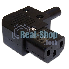 Вилка IEC 60320 C13, 10A, 250V, угловая, разборная, черная