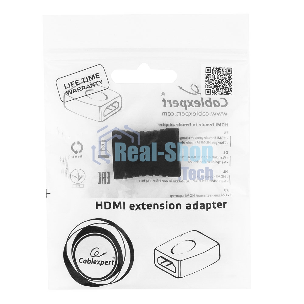 Переходник Gembird Переходник HDMI-HDMI 19F/19F, золотые разъемы, пакет