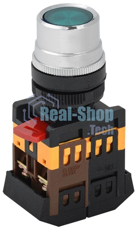 Кнопка ABLF-22 зеленый d22мм неон/240В 1з+1р IEK