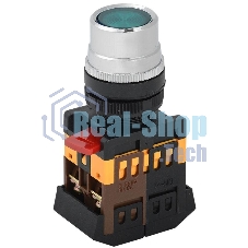 Кнопка ABLF-22 зеленый d22мм неон/240В 1з+1р IEK