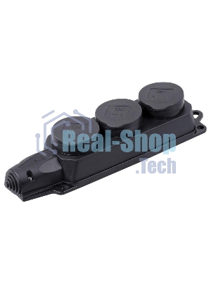 Розетка ИЭК ОМЕГА РБ33-1-0мIP44 трехместная с защитными крышками каучук