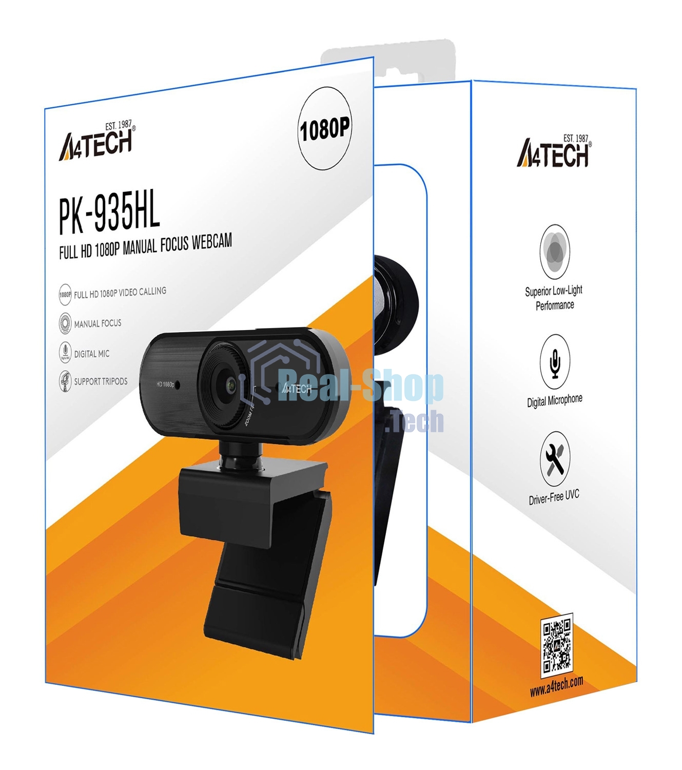 Веб-камера A4Tech PK-935HL черный 2Mpix (1920x1080) USB2.0 с микрофоном