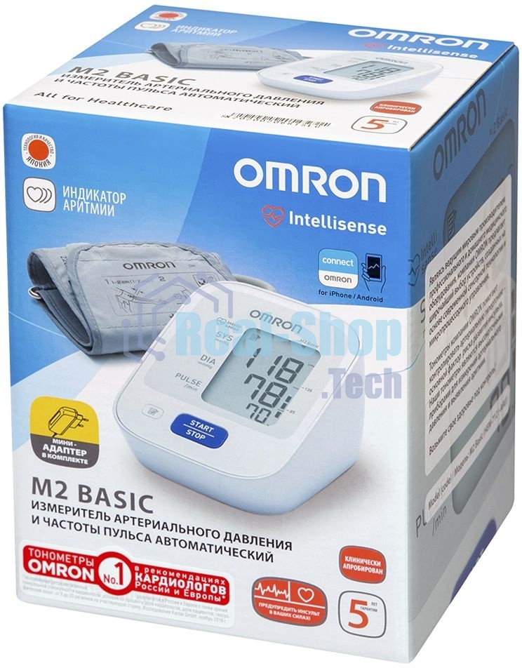 Тонометр OMRON M2 Basic (HEM-7121-ARU) с адаптером