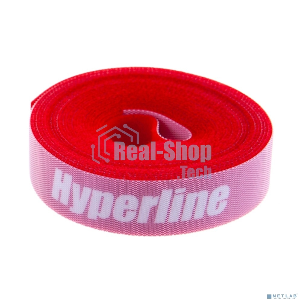 Лента (липучка) Hyperline WASNR-5x25-RD в рулоне, ширина 25 мм, длина 5 м, красная