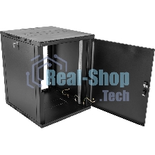 Шкаф коммутационный ЦМО (ШРН-9.350.1-9005) настенный 9U 600x350 мм пер. дв. стал. лист 200 кг черный 300 мм