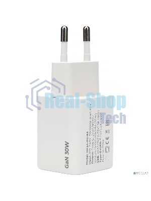 Зарядное устройство Cablexpert MP3A-PC-63, 30Вт GaN, 3А, QC4.0/PD, 1xUSB, 1xType-C, белый, пакет