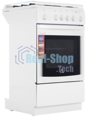 Плита газовая De Luxe 5040.33Г (КР) ЧР белый, конфорок 4 газовых, духовка 43 л, 50 см x 85 см x 50 см