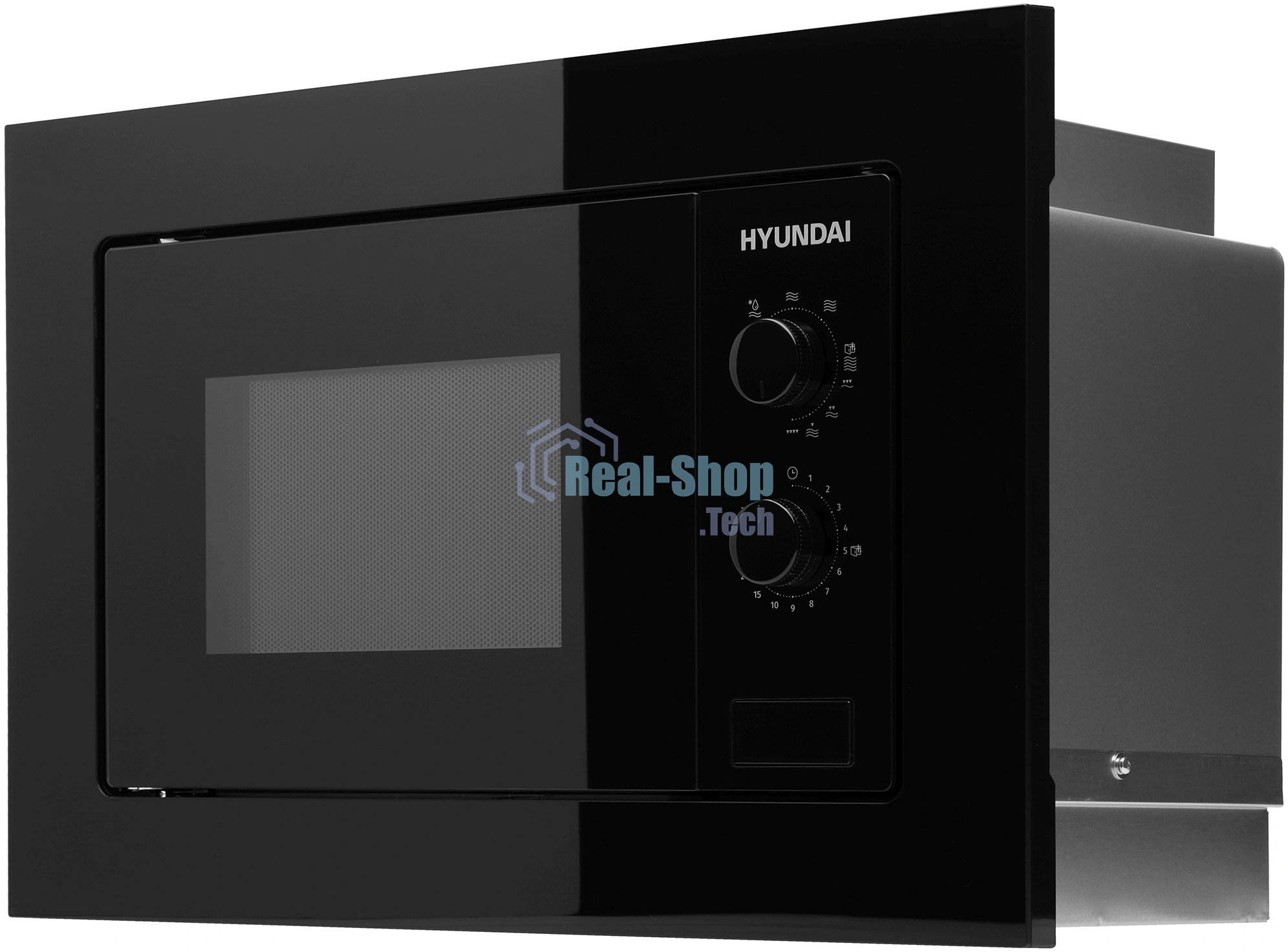 Встраиваемая микроволновая печь Hyundai HBW 2030 BG черный, 20 л, 800 Вт, переключатели - поворотный механизм