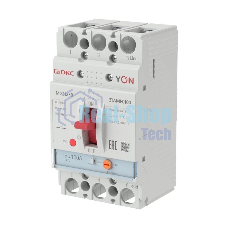 Выключатель автоматический MGS125 3P 80-100А 18кА YON MGS125B-3TAMF0100