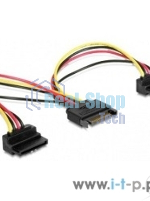 Кабель Gembird/Cablexpert питания SATA, 15 см, 15pin (M)/2x15pin(F) на 2 SATA устройства, угловой разъем