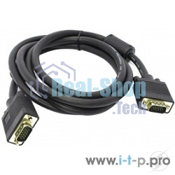 Кабель монитор - SVGA card (15M -15M) 3м 2 фильтра ExeGate позолоченные контакты, экранирование